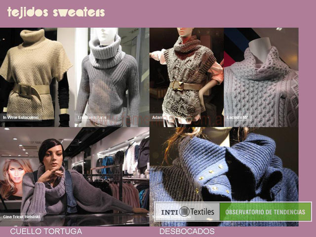 Tejidos sweaters cuello tortuga para mujer moda otoño invierno 2010